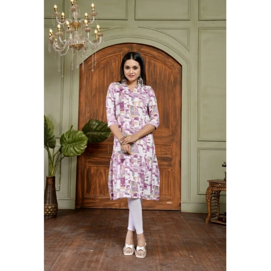 Generic Women's Cotton Blended Printed 3/4th Sleeve Collar Neck Kurti (Purple) Generic Women's Cotton Blended Printed 3/4th Sleeve Collar Neck Kurti (Purple)