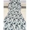 Generic Women's Cotton Blended Printed 3/4th Sleeve V Neck Kurti (Blue)