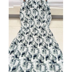 Generic Women's Cotton Blended Printed 3/4th Sleeve V Neck Kurti (Blue)