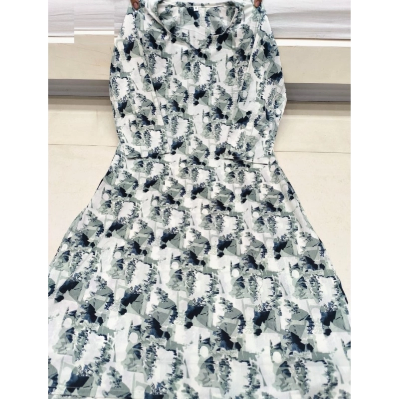 Women's Cotton Blended Printed 3/4th Sleeve V Neck Kurti (Blue) Women's Cotton Blended Printed 3/4th Sleeve V Neck Kurti (Blue)