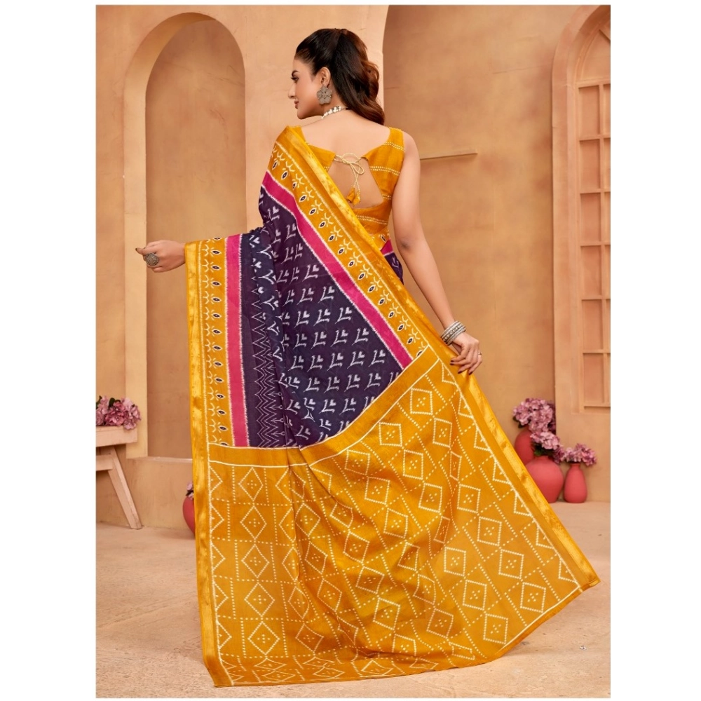 Generic Women's Cotton Printed Saree With Unstitched Blouse 5.5Mtr (Blue) Generic Women's Cotton Printed Saree With Unstitched Blouse 5.5Mtr (Blue)