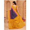 Generic Women's Cotton Printed Saree With Unstitched Blouse 5.5Mtr (Blue)