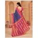 Generic Women's Cotton Printed Saree With Unstitched Blouse 5.5Mtr (Blue)