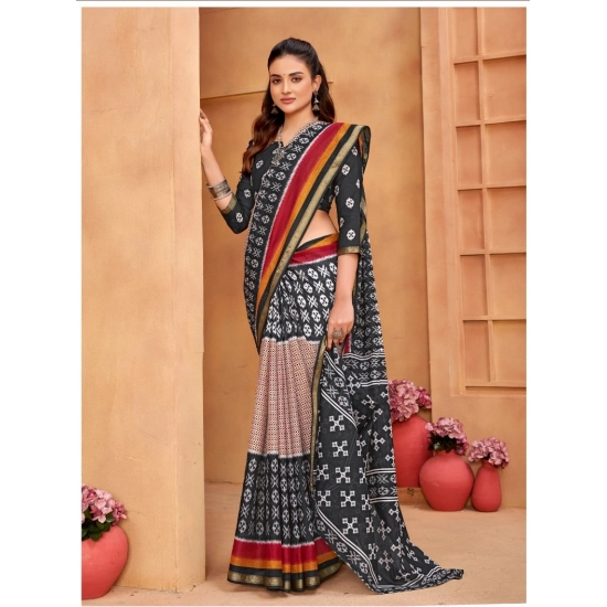 Generic Women's Cotton Printed Saree With Unstitched Blouse 5.5Mtr (Multicolor)