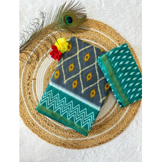 Generic Women's Cotton Printed Saree With Unstitched Blouse 5.5Mtr (Grey)