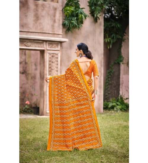 Generic Women's Cotton Printed Saree With Unstitched Blouse 5.5Mtr (Orange) Generic Women's Cotton Printed Saree With Unstitched Blouse 5.5Mtr (Orange)