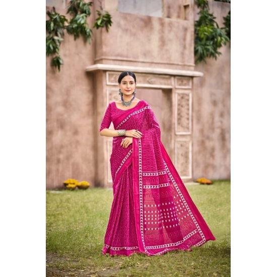 Generic Women's Cotton Printed Saree With Unstitched Blouse 5.5Mtr (Pink) Generic Women's Cotton Printed Saree With Unstitched Blouse 5.5Mtr (Pink)