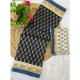 Generic Women's Cotton Printed Saree With Unstitched Blouse 5.5Mtr (Black)