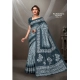 Generic Women's Cotton Printed Saree With Unstitched Blouse 5.5Mtr (Grey)