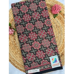 Generic Women's Cotton Printed Saree With Unstitched Blouse 5.5Mtr (Black)