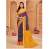 Generic Women's Cotton Printed Saree With Unstitched Blouse 5.5Mtr (Blue)