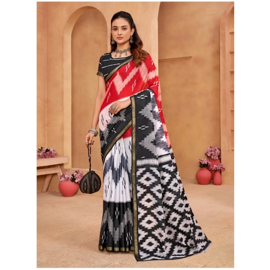 Generic Women's Cotton Printed Saree With Unstitched Blouse 5.5Mtr (Multicolor)
