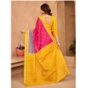 Generic Women's Cotton Printed Saree With Unstitched Blouse 5.5Mtr (Pink)