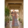 Generic Women's Cotton Printed Saree With Unstitched Blouse 5.5Mtr (Brown)