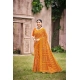 Generic Women's Cotton Printed Saree With Unstitched Blouse 5.5Mtr (Orange)