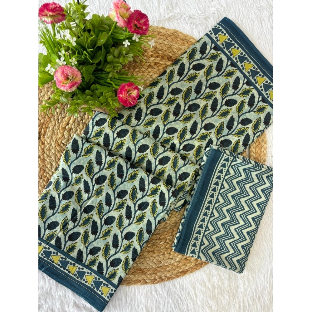 Generic Women's Cotton Printed Saree With Unstitched Blouse 5.5Mtr (Green) Generic Women's Cotton Printed Saree With Unstitched Blouse 5.5Mtr (Green)