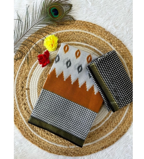 Generic Women's Cotton Printed Saree With Unstitched Blouse 5.5Mtr (Multicolor)