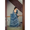 Generic Women's Cotton Printed Saree With Unstitched Blouse 5.5Mtr (Blue)