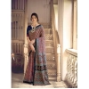 Generic Women's Cotton Printed Saree With Unstitched Blouse 5.5Mtr (Navy Blue)