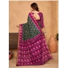 Generic Women's Cotton Printed Saree With Unstitched Blouse 5.5Mtr (Pink)