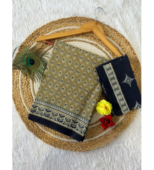 Generic Women's Cotton Printed Saree With Unstitched Blouse 5.5Mtr (Mehendi Green) Generic Women's Cotton Printed Saree With Unstitched Blouse 5.5Mtr (Mehendi Green)