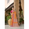 Generic Women's Cotton Printed Saree With Unstitched Blouse 5.5Mtr (Mustard)