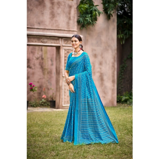 Generic Women's Cotton Printed Saree With Unstitched Blouse 5.5Mtr (Sky Blue) Generic Women's Cotton Printed Saree With Unstitched Blouse 5.5Mtr (Sky Blue)