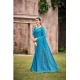 Generic Women's Cotton Printed Saree With Unstitched Blouse 5.5Mtr (Sky Blue)