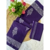 Generic Women's Cotton Printed Saree With Unstitched Blouse 5.5Mtr (Purple)
