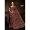Generic Women's Cotton Printed Saree With Unstitched Blouse 5.5Mtr (Brown)