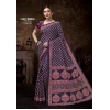 Generic Women's Cotton Printed Saree With Unstitched Blouse 5.5Mtr (Purple)