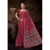 Generic Women's Cotton Printed Saree With Unstitched Blouse 5.5Mtr (Red)