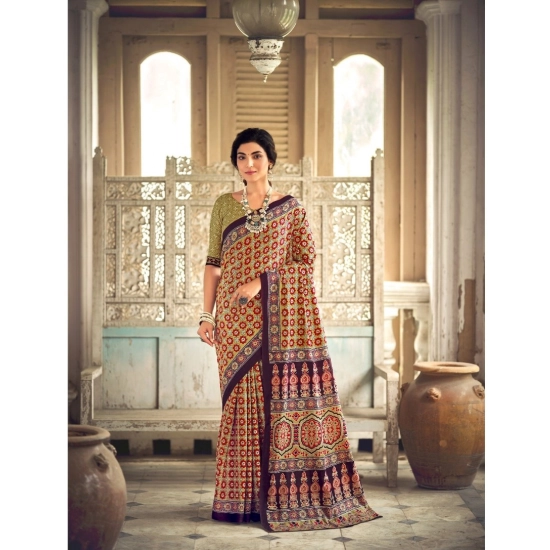 Generic Women's Cotton Printed Saree With Unstitched Blouse 5.5Mtr (Purple) Generic Women's Cotton Printed Saree With Unstitched Blouse 5.5Mtr (Purple)
