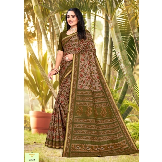 Generic Women's Cotton Printed Saree With Unstitched Blouse 5.5Mtr (Mehendi Green) Generic Women's Cotton Printed Saree With Unstitched Blouse 5.5Mtr (Mehendi Green)