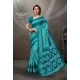 Generic Women's Cotton Printed Saree With Unstitched Blouse 5.5Mtr (Turquoise Green)