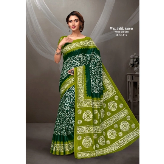 Generic Women's Cotton Printed Saree With Unstitched Blouse 5.5Mtr (D.Green) Generic Women's Cotton Printed Saree With Unstitched Blouse 5.5Mtr (D.Green)