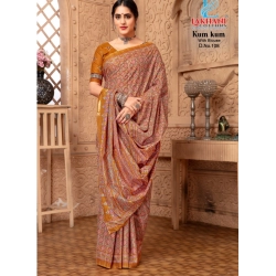 Generic Women's Cotton Printed Saree With Unstitched Blouse 5.5Mtr (Mustard)