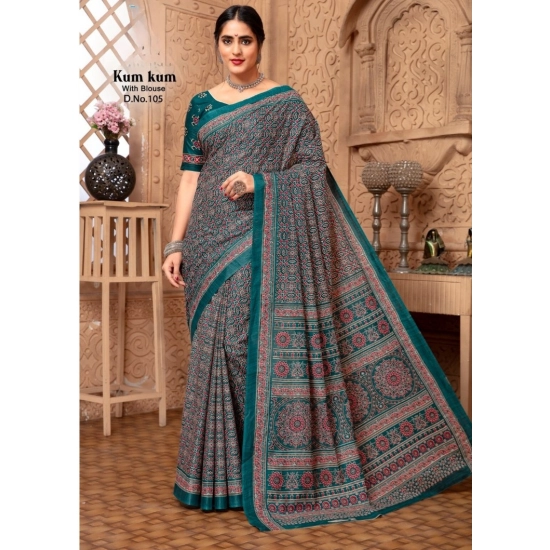 Generic Women's Cotton Printed Saree With Unstitched Blouse 5.5Mtr (Green) Generic Women's Cotton Printed Saree With Unstitched Blouse 5.5Mtr (Green)