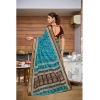 Generic Women's Cotton Printed Saree With Unstitched Blouse 5.5Mtr (Sky Blue)