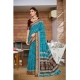 Generic Women's Cotton Printed Saree With Unstitched Blouse 5.5Mtr (Sky Blue)