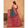 Generic Women's Cotton Printed Saree With Unstitched Blouse 5.5Mtr (Black)
