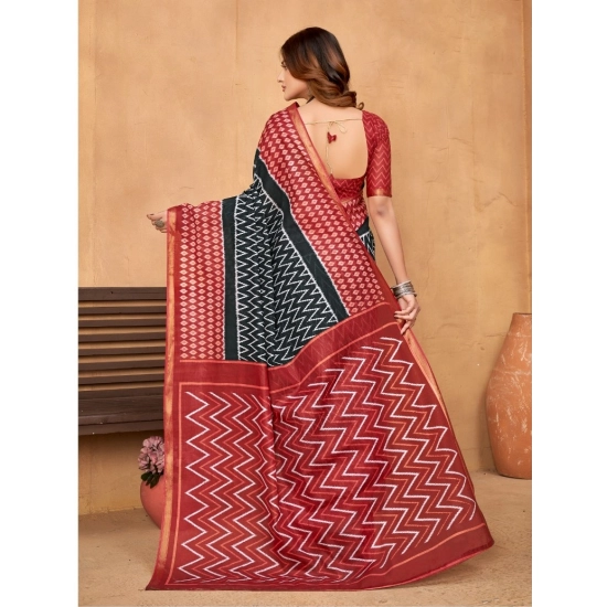 Generic Women's Cotton Printed Saree With Unstitched Blouse 5.5Mtr (Black) Generic Women's Cotton Printed Saree With Unstitched Blouse 5.5Mtr (Black)