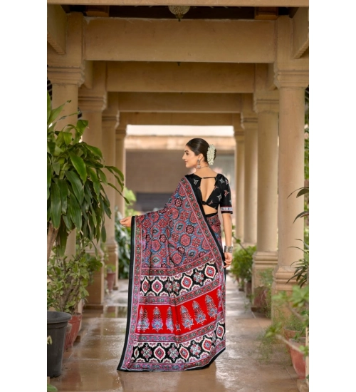 Generic Women's Cotton Printed Saree With Unstitched Blouse 5.5Mtr (Multicolor) Generic Women's Cotton Printed Saree With Unstitched Blouse 5.5Mtr (Multicolor)