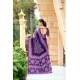 Generic Women's Cotton Printed Saree With Unstitched Blouse 5.5Mtr (Purple)