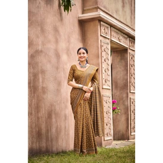 Generic Women's Cotton Printed Saree With Unstitched Blouse 5.5Mtr (Mustard) Generic Women's Cotton Printed Saree With Unstitched Blouse 5.5Mtr (Mustard)