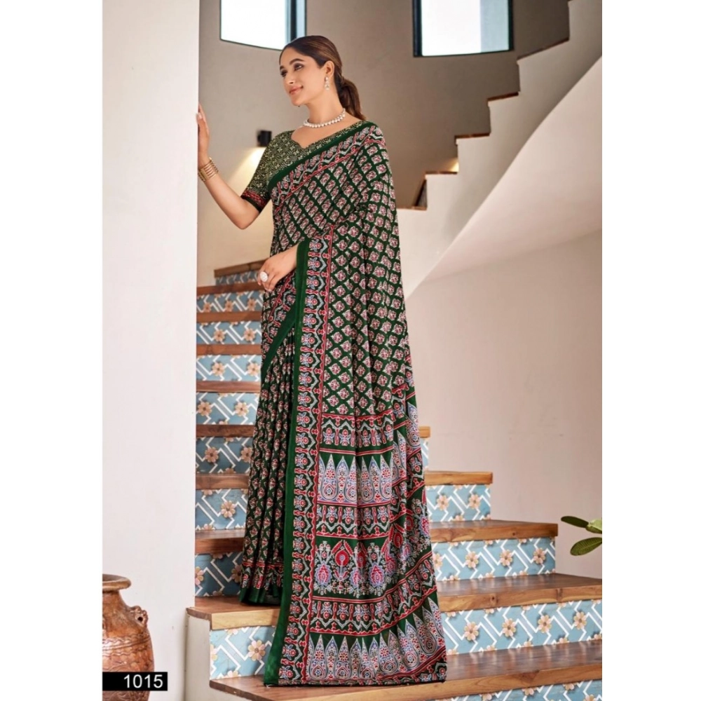 Generic Women's Cotton Printed Saree With Unstitched Blouse 5.5Mtr (Green) Generic Women's Cotton Printed Saree With Unstitched Blouse 5.5Mtr (Green)