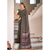 Generic Women's Cotton Printed Saree With Unstitched Blouse 5.5Mtr (Green)