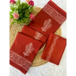 Generic Women's Cotton Printed Saree With Unstitched Blouse 5.5Mtr (Brown)