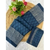 Generic Women's Cotton Printed Saree With Unstitched Blouse 5.5Mtr (Blue)