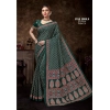 Generic Women's Cotton Printed Saree With Unstitched Blouse 5.5Mtr (D.Green)